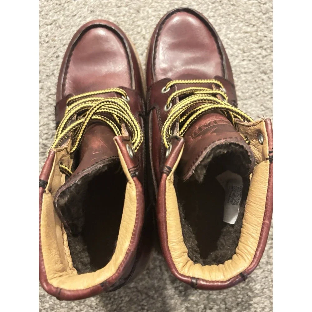 PAJAR‎ Oxblood Logger Faux Fur Waterproof Leather Boots Mens 41 US 8-8.5 NEW